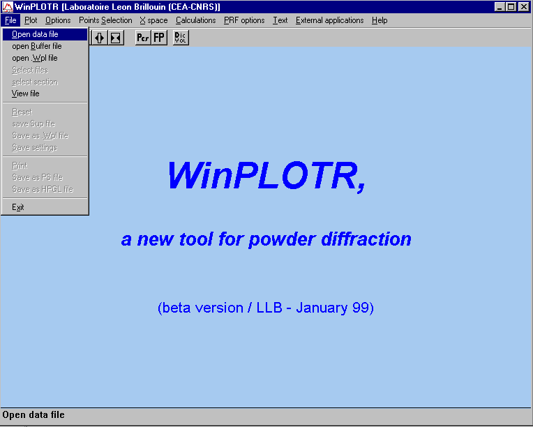 WinPLOTR demo.1: find and refine a unit cell